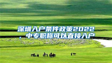 深圳入户条件政策2022，中专职称可以直接入户