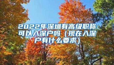 2022年深圳有高级职称可以入深户吗（现在入深户有什么要求）
