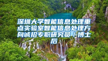 深圳大学智能信息处理重点实验室智能信息处理方向诚招专职研究员／博士后