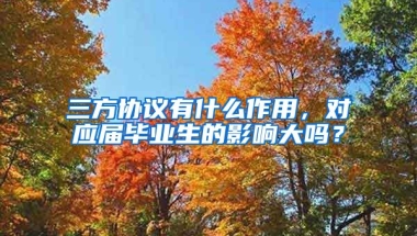 三方协议有什么作用，对应届毕业生的影响大吗？