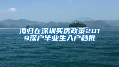 海归在深圳买房政策2019深户毕业生入户秒批