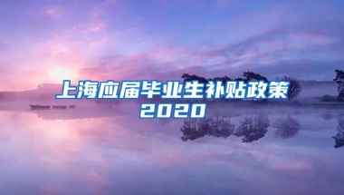 上海应届毕业生补贴政策2020