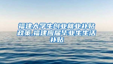 福建大学生创业就业补贴政策,福建应届毕业生生活补贴