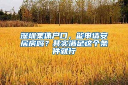 深圳集体户口，能申请安居房吗？其实满足这个条件就行