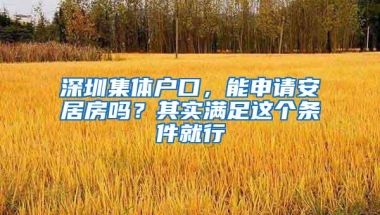 深圳集体户口，能申请安居房吗？其实满足这个条件就行