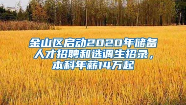 金山区启动2020年储备人才招聘和选调生招录，本科年薪14万起