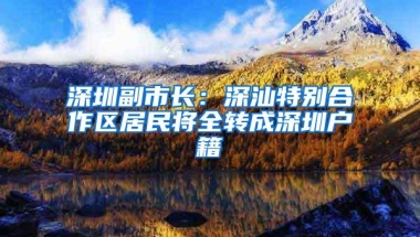 深圳副市长：深汕特别合作区居民将全转成深圳户籍