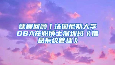 课程回顾丨法国尼斯大学DBA在职博士深圳班《信息系统管理》