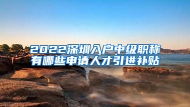 2022深圳入户中级职称有哪些申请人才引进补贴