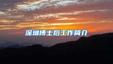 深圳博士后工作简介