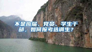 不是应届、党员、学生干部，如何报考选调生？