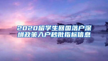 2020留学生回国落户深圳政策入户秒批指标信息
