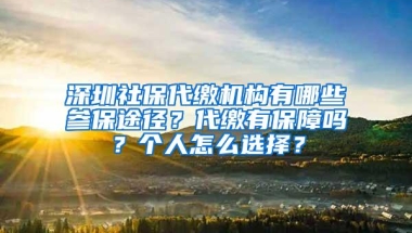 深圳社保代缴机构有哪些参保途径？代缴有保障吗？个人怎么选择？