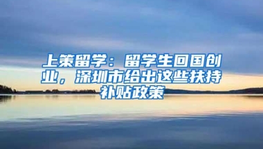 上策留学：留学生回国创业，深圳市给出这些扶持补贴政策