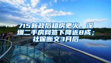 715新政后租房更火，深圳二手房网签下降近8成；社保断交3月后