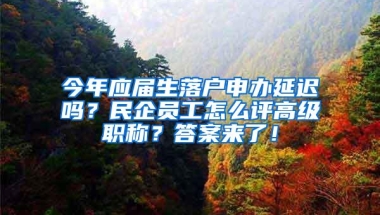 今年应届生落户申办延迟吗？民企员工怎么评高级职称？答案来了！