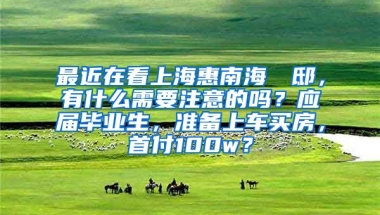 最近在看上海惠南海玥瑄邸，有什么需要注意的吗？应届毕业生，准备上车买房，首付100w？