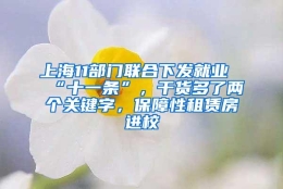 上海11部门联合下发就业“十一条”，干货多了两个关键字，保障性租赁房进校