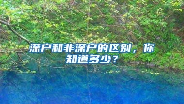 深户和非深户的区别，你知道多少？