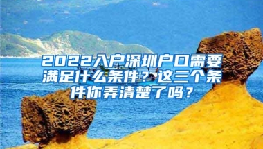 2022入户深圳户口需要满足什么条件？这三个条件你弄清楚了吗？
