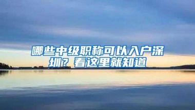 哪些中级职称可以入户深圳？看这里就知道