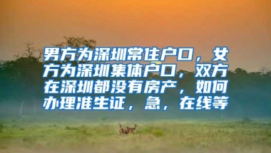 男方为深圳常住户口，女方为深圳集体户口，双方在深圳都没有房产，如何办理准生证，急，在线等
