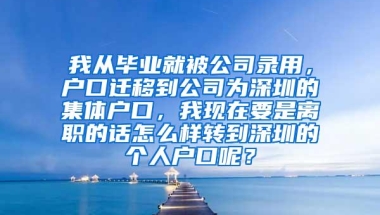 我从毕业就被公司录用，户口迁移到公司为深圳的集体户口，我现在要是离职的话怎么样转到深圳的个人户口呢？