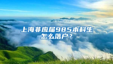 上海非应届985本科生怎么落户？