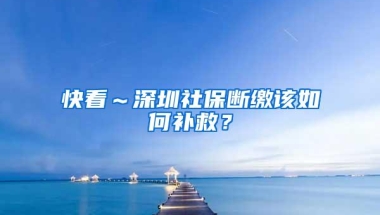 快看～深圳社保断缴该如何补救？