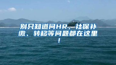 别只知道问HR，社保补缴、转移等问题都在这里！