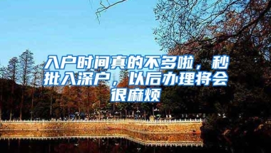 入户时间真的不多啦，秒批入深户，以后办理将会很麻烦