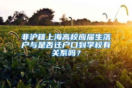 非沪籍上海高校应届生落户与是否迁户口到学校有关系吗？