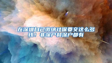 在深圳自己缴纳社保要交这么多钱！非深户和深户都有
