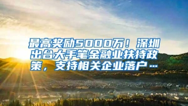 最高奖励5000万！深圳出台大手笔金融业扶持政策，支持相关企业落户…