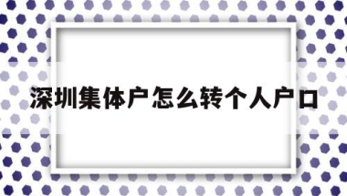 深圳集体户怎么转个人户口(深圳集体户口转个人户口应该如何办理？)