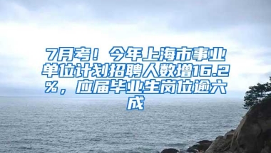 7月考！今年上海市事业单位计划招聘人数增16.2%，应届毕业生岗位逾六成
