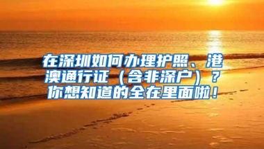 在深圳如何办理护照、港澳通行证（含非深户）？你想知道的全在里面啦！