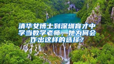 清华女博士到深圳育才中学当数学老师，她为何会作出这样的选择？