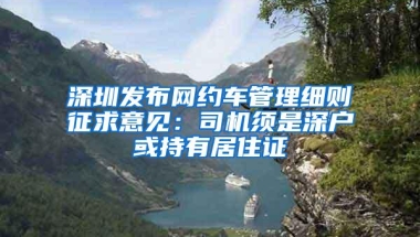 深圳发布网约车管理细则征求意见：司机须是深户或持有居住证