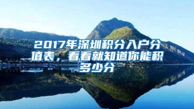 2017年深圳积分入户分值表，看看就知道你能积多少分