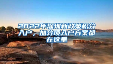 2022年深圳新政策积分入户，加分项入户方案都在这里