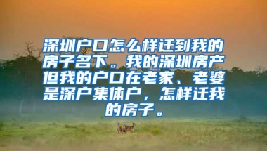 深圳户口怎么样迁到我的房子名下。我的深圳房产但我的户口在老家、老婆是深户集体户，怎样迁我的房子。