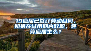 19应届已签订劳动合同，如果在试用期内辞职，还算应届生么？