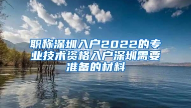职称深圳入户2022的专业技术资格入户深圳需要准备的材料